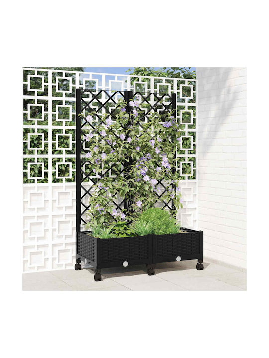vidaXL Plastic Black Planter Box 80x40x131.5cm