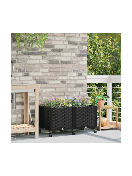 vidaXL Plastic Black Planter Box 80x40x44cm