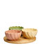 Ceramic Dessert Tower Stand 3 Slots with Base Pink Ø20xH6cm
