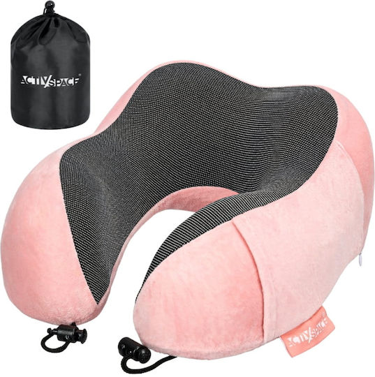 Activ Space Μαξιλαράκι Ταξιδίου Memory Foam Ροζ