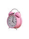Avizar Table Clock 12cm Bedroom Round Format Double Bell Elegant Pink