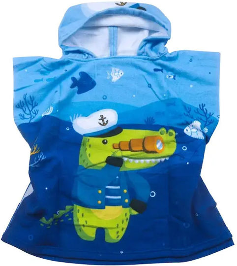 Kinderbademantel Blau mit Kapuzen-