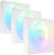Fury SAI S12 Case Fan 120mm (1500rpm / 49.6cfm) με ARGB Φωτισμό και Σύνδεση 4-Pin PWM 3τμχ Λευκό