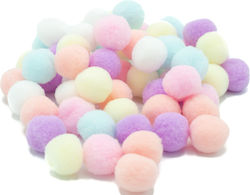 Pastel Plush Pom Poms Mix Colors 2cm 60pcs