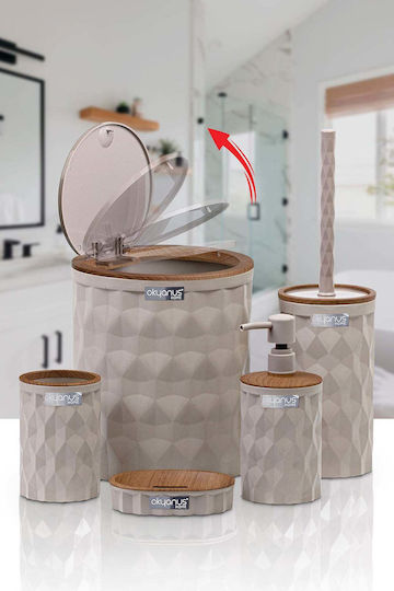 SteweHome Set Accesorii Baie Lemn Maro 5 Bucăți