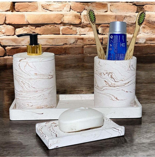 SteweHome Bathroom Accessory Set Resin Beige 4pcs