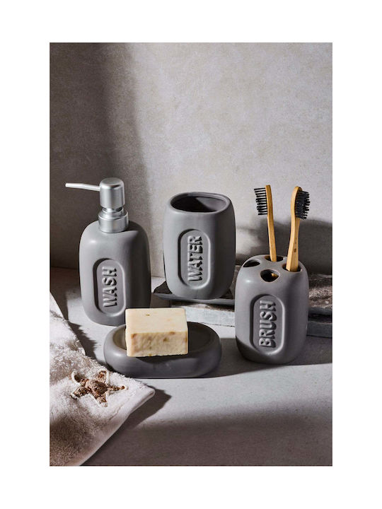 SteweHome Bathroom Accessory Set Resin Grey 4pcs