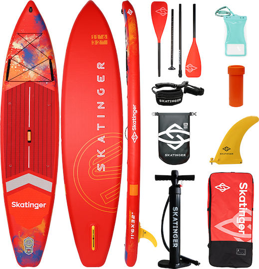 Skatinger Φουσκωτή Σανίδα SUP με Μήκος 3.5m Κόκκινη