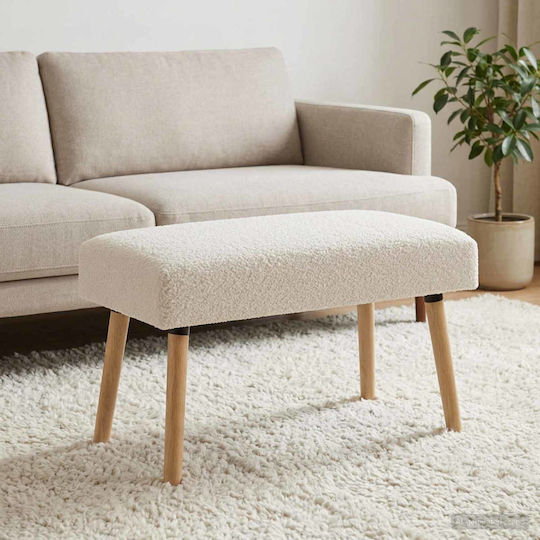 Stoff-Tabouret Gepolstert Mit Stoff Creme 80x40x46cm
