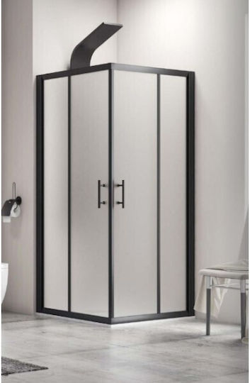 Karag Flora100 Duschkabine mit Schiebetür 150x140x190cm Matte Schwarz