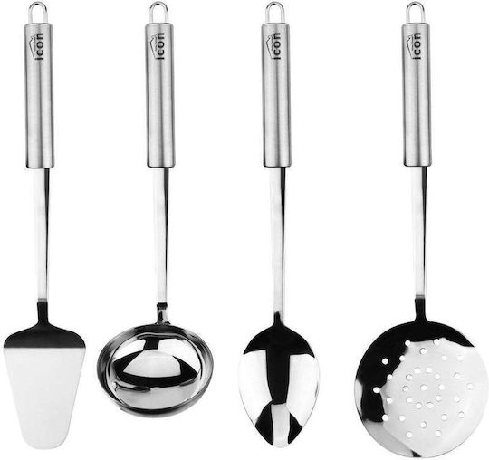 SteweHome Set Of Metallic Cooking Utensils 4 Pieces White