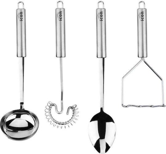 SteweHome Set De Ustensile De Gătit Metalice 4 Bucăți Albe