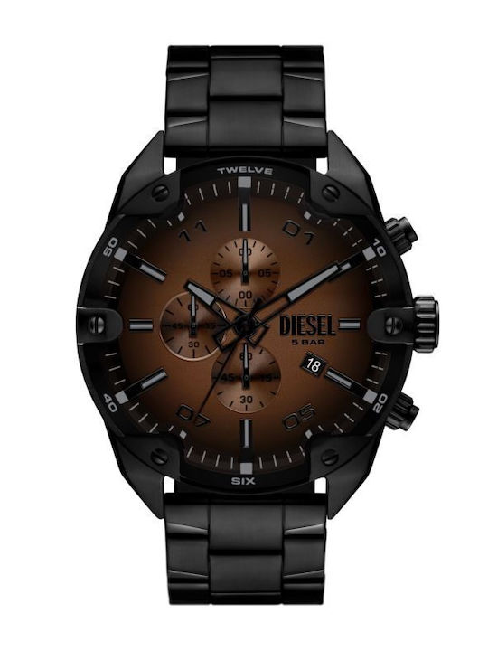 Diesel Herren Uhr Batterie Schwarz