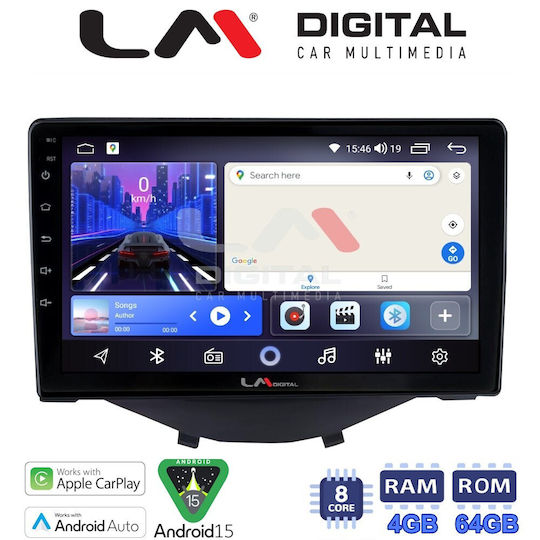 LM Digital Car Audio System for Peugeot 107 Toyota Aygo Citroen C1 2014 2021 Bluetooth USB Wi-Fi GPS Apple CarPlay Android Auto