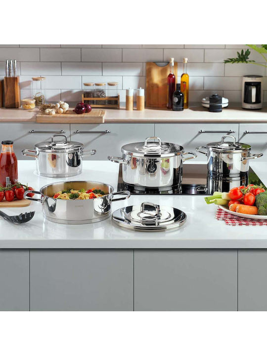 SteweHome Cookware Set from Stainless Steel with Ceramic Coating 8pcs