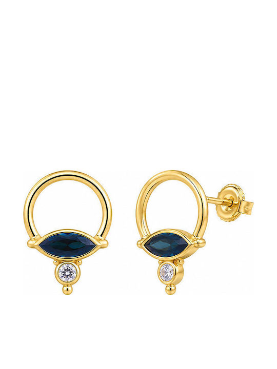 Ios Gold Plated Silver Earrings with Blue Stones