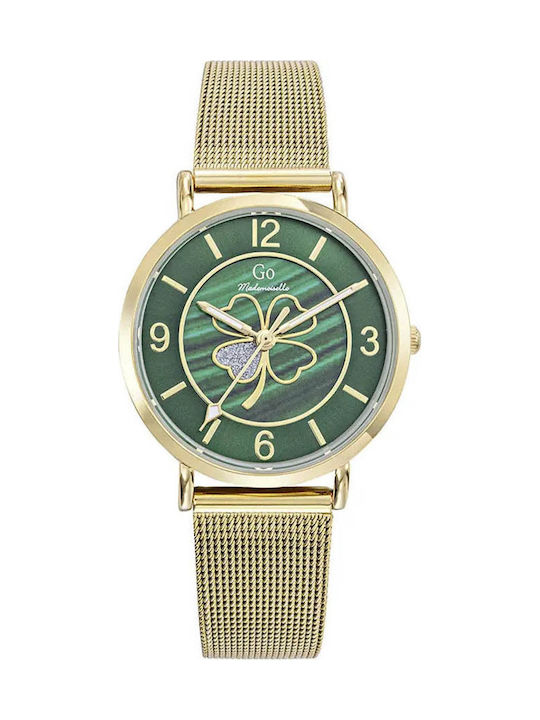 Damenuhr 34mm Batterie mit Gold Rostfreier Stahl Armband