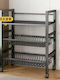 Metal Kitchen Trolley Black 72x50x32cm