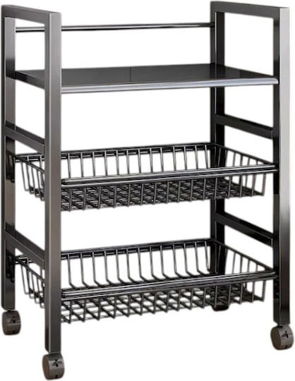 Metallisches Küchenwagen Schwarz 72x50x32cm