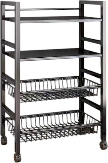 Trolley Bucătărie Metalic Negru 98x60x32cm