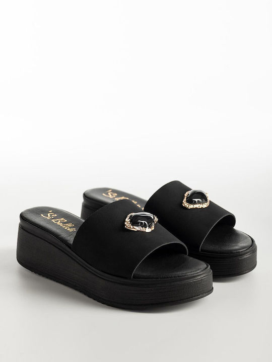 Летни Дамски Обувки На Платформа В Стил Чехли Черни K26-002-4028 NUBUCK-ЧЕРНО