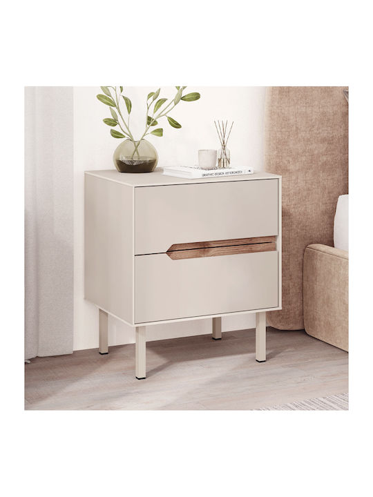 Bedside Table Arch Wooden with Metal Legs Brown 45x35x52.5cm