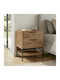 Bedside Table Mars Wooden with Metal Legs Brown 45x35x58cm