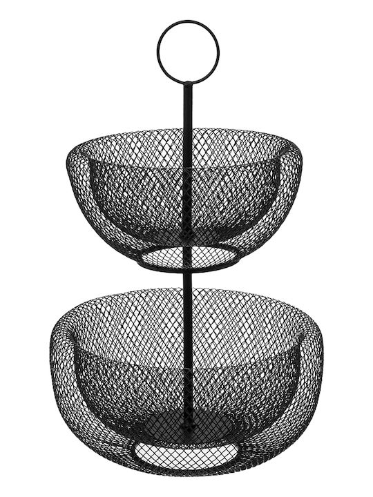 Obstschale Metallisch 2 Niveaus Schwarze 28,5x28,5x42cm
