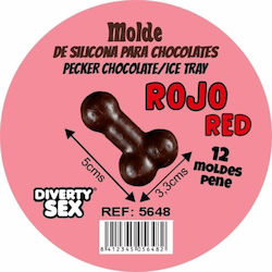 Diablo Picante Schokoladenform 12 Silikonpenisse Hängend Rot