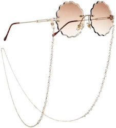 Decorative Glasses Chain Gold White Beads Pendant Cord Sla-03a