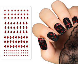 Dekorative Nagelaufkleber Mix Rote Kristalle Halloween