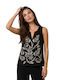 Women's Sleeveless Blouse Floral Black