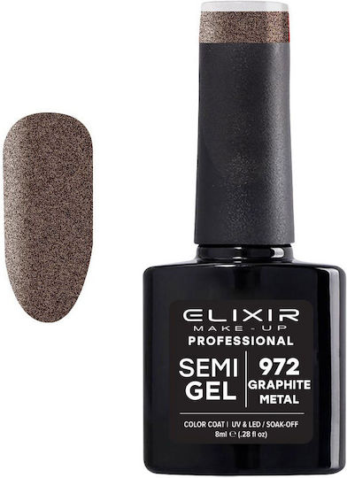 Elixir Ojă Pentru Unghii Cu Gel 972 Graphite Metalic 8ml