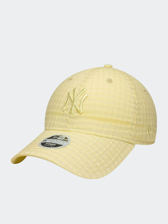 New Era New York Yankees Women's MLB Seersucker Pastel Yellow 9Twenty Adjustable Cap Women's Jockey Yellow