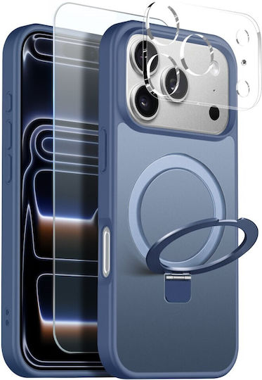 Northjo Protection Set 3 in 1 Hard Case Stand Screen Camera Protection Semi-Transparent Blue Apple iPhone 17 Pro Max