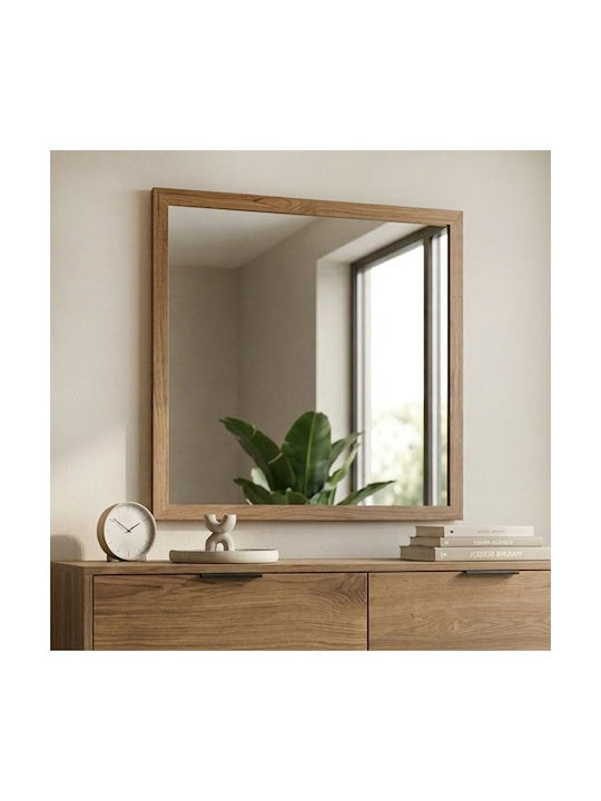 Megapap Mars Wall Mirror with Brown Wooden Frame 86x86cm