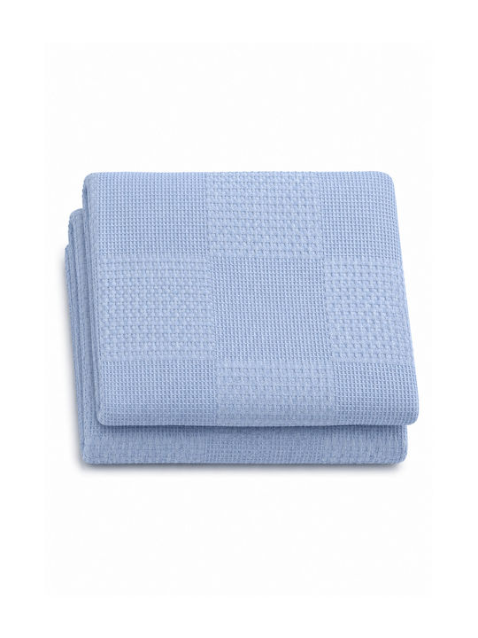 Comfort Pique Double Blanket 250x230cm Light Blue