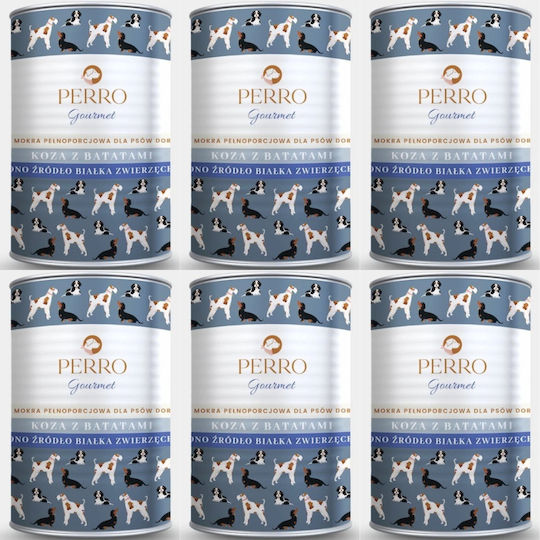 Perro Wet Dog Food in Cans with Potatoes and Meat Grain-Free 6x400gr