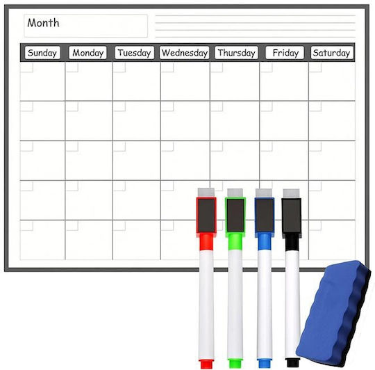 Magnetic Monthly Planning Board Fridge 4 Markers Eraser 26x35cm Aria Trade