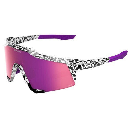 100% Cycling Glasses Speedcraft with White Frame and Dark Mirror Photochromic Lenses