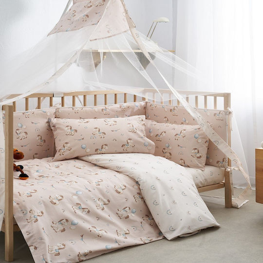 Vesta Home Set Baby Sheets Crib Cotton Pony Pink 165x120cm 3pcs