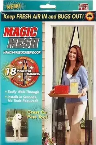 Magic Mesh Mosquito Net Door with Magnetic Clasp Polyester Black 100x220cm