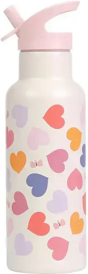 A Little Lovely Company Kids Water Bottle Thermos Stainless Steel with Straw 500ml