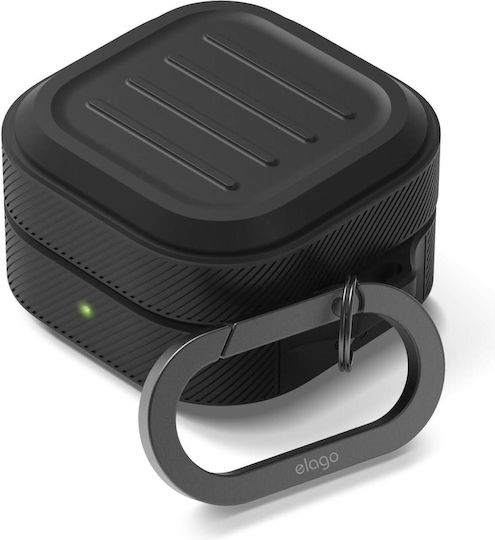 Elago Armor Hang Silicone Case with Hook in Black Color for Samsung Galaxy Buds 4 / 4 Pro