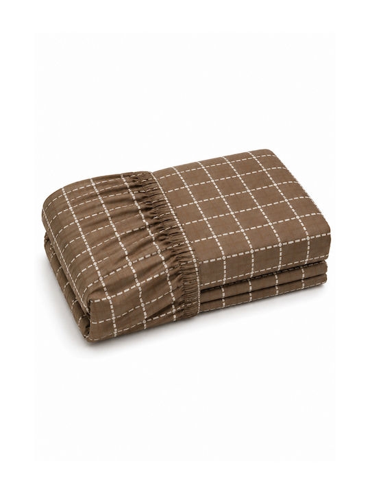 Comfort Σεντόνι Υπέρδιπλο με Λάστιχο 160x200εκ. Καφέ
