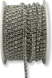 Crystal Strass Chain 3mm Silver Plated Roll 10 Meters 10 Pieces