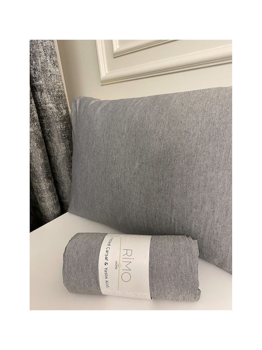 SteweHome Bed Sheet Set With 1 Pillowcase For Single Bed With Rubber Hugger 100x200cm Grey (2 Pieces)