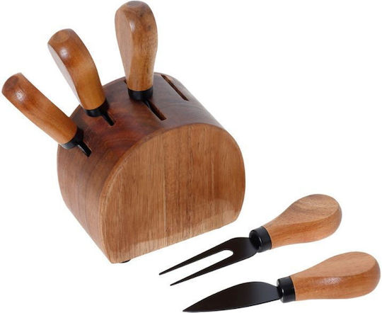 Wooden Serving Utensil Set With Stand 6 Pieces