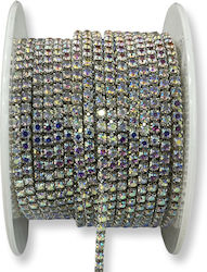 Silver-Plated Chain with Iridescent Swarovski Crystals 2.5mm Roll 10 Meters Jewelry Making Materials & Decoration 10 Pieces