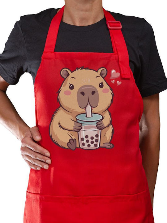 Koupakoupa Capybara Bubble Tea Küchen Schürze Rote 22x40cm KP_31376